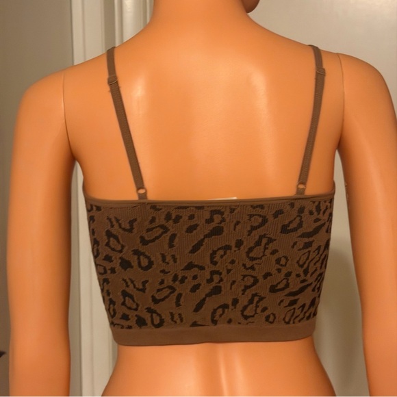 Bozzolo Leopard Print Seamless Crop Tank Top Camisole Brown Black Animal Print - Picture 10 of 11